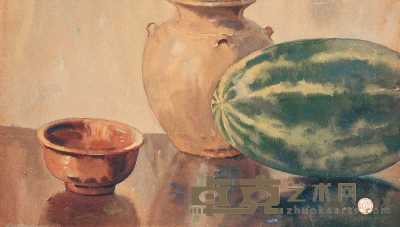 李咏森 西瓜和陶罐 23×39cm